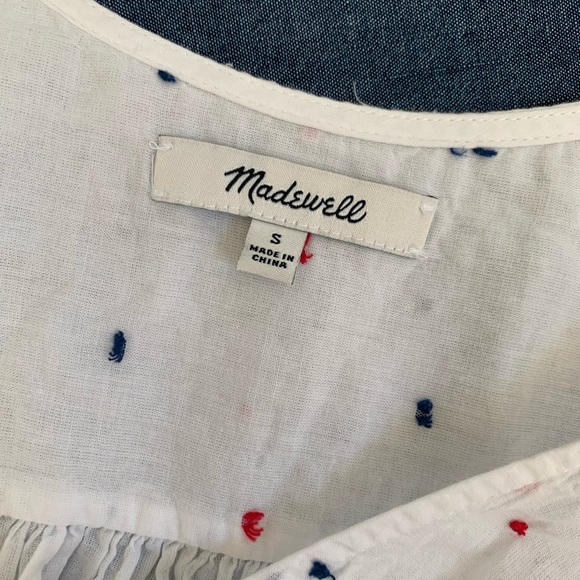 MADEWELL • Short Sleeve Wrap Top in Red and Blue Clipdot - Size S - Picture 9 of 13